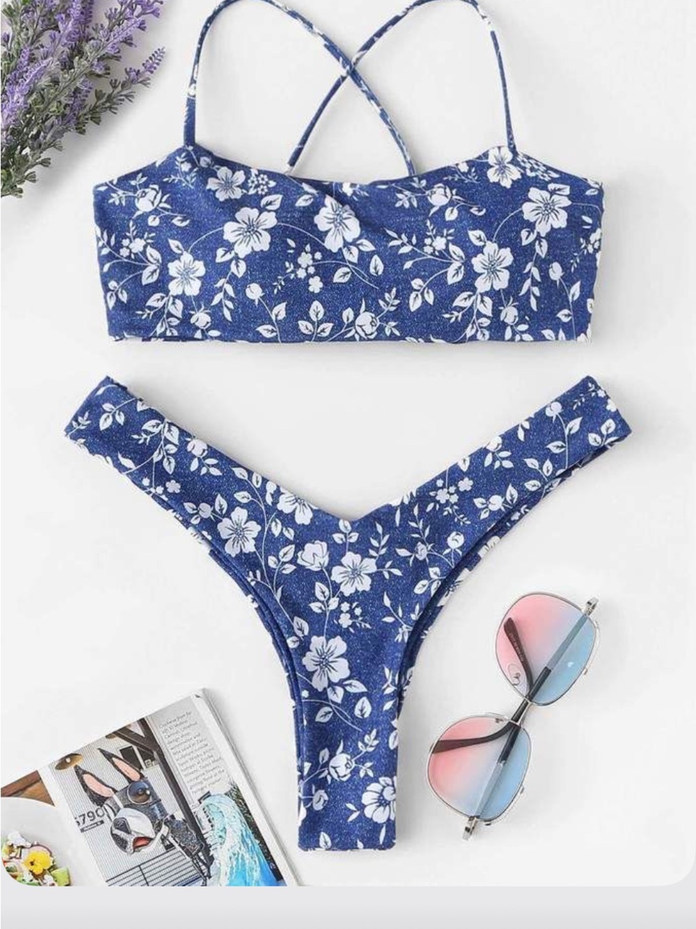 Flower Faux Denim
Cami Bikini Set size Medium